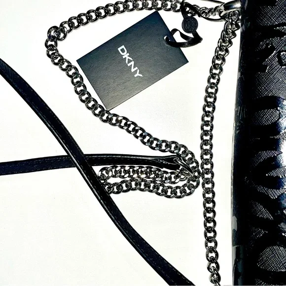 DKNY Sina MD Flap Shoulder Bag Crossbody Handbag with Embossed Logo Graffiti - Picture 6 of 7